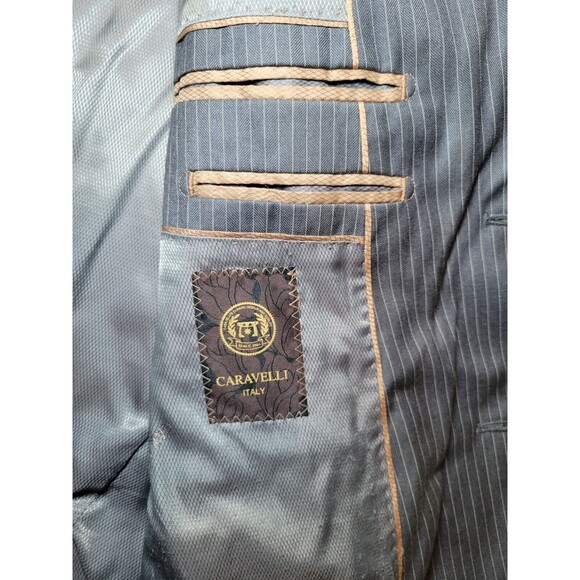 Caravelli Italy Charcoal Grey Pinstripe Jacket Blazer Sport Coat Mens 42S 36W - Picture 4 of 13